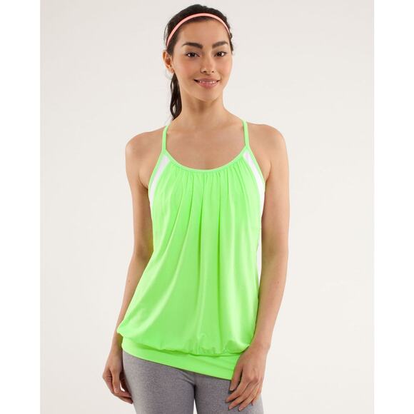 LULULEMON Women's No Limits Tank Size 6 In Zippy Green/White - Picture 5 of 11
